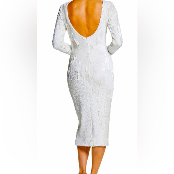 Dress the Population Natalie White Scoop back sequence midi knee length dress - Picture 2 of 7